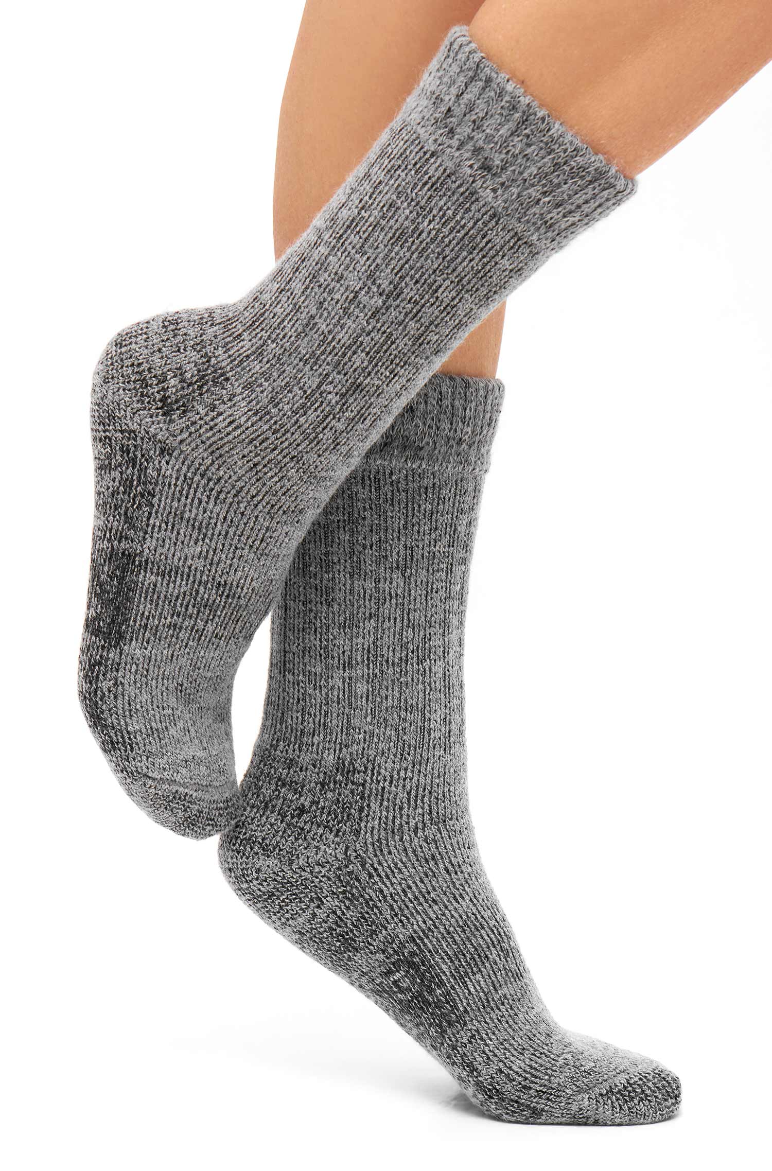 Alpaka Socken in grau, Frottee, aus Alpaka-Wolle-Mix