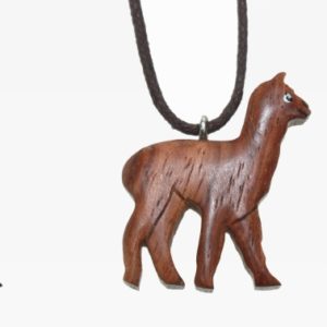 Kette mit Alpaka aus Holz in braun