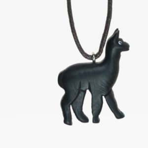 Kette mit Alpaka aus Holz in schwarz
