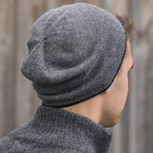 Alpaka Wendemütze in schwarz und grau