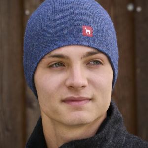 Alpaka Wendemütze in blau und grau