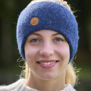 Stirnband stretch aus Alpaka in blau