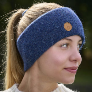 Stirnband stretch aus Alpaka in blau