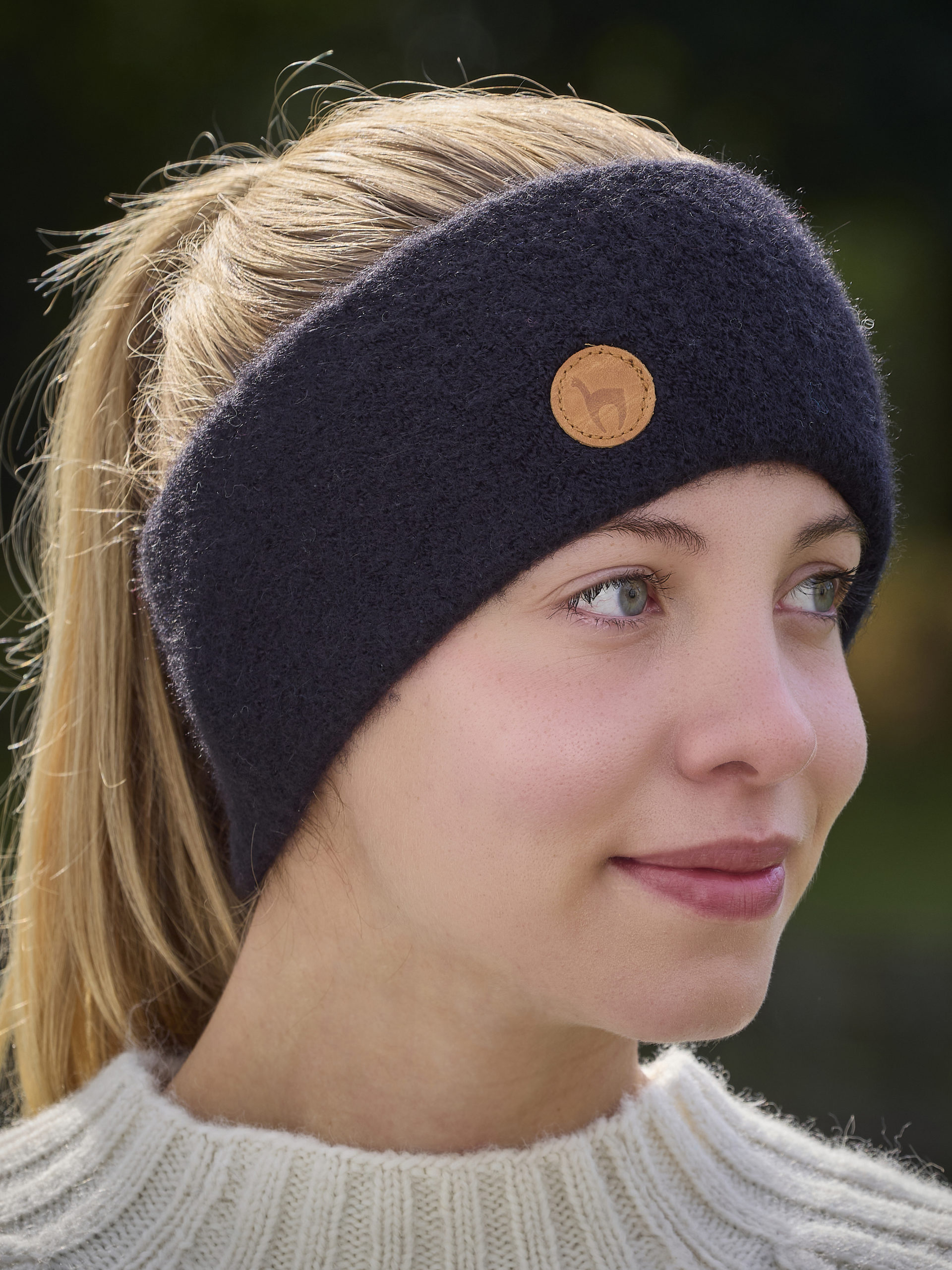 Stirnband stretch aus Alpaka in schwarz