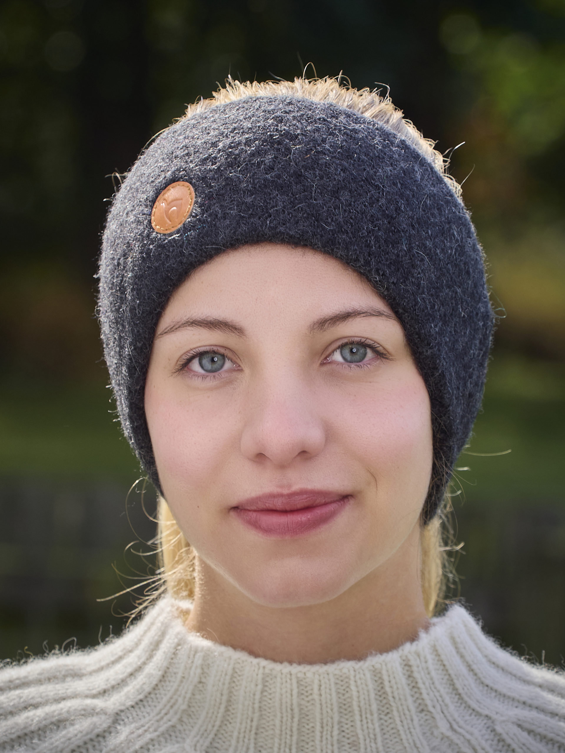 Stirnband stretch aus Alpaka in anthrazit