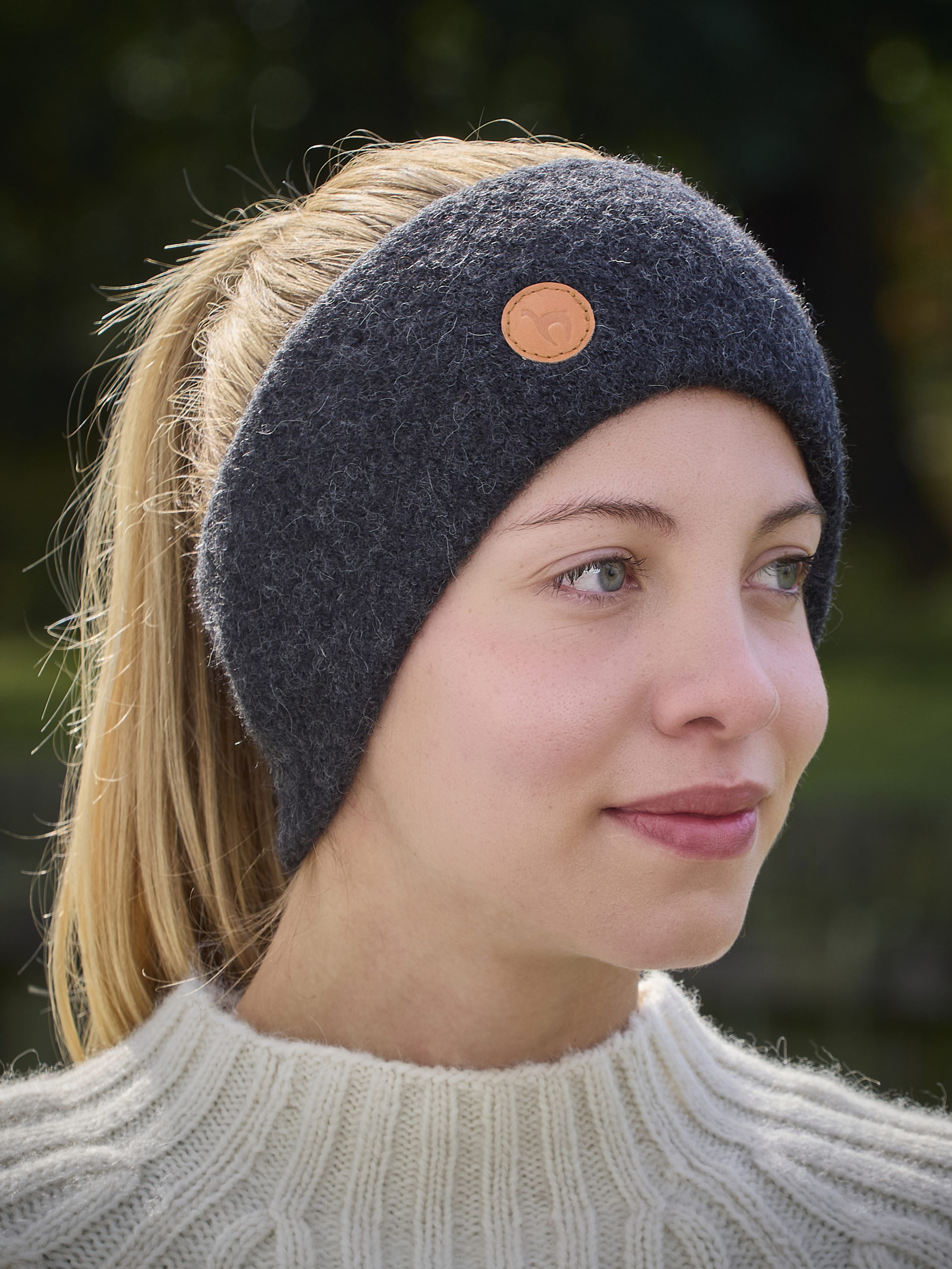 Stirnband stretch aus Alpaka in anthrazit