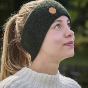 Stirnband stretch aus Alpaka in tannengrün