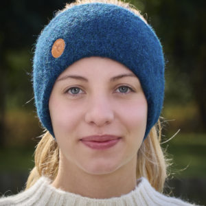 Stirnband stretch aus Alpaka in petrol