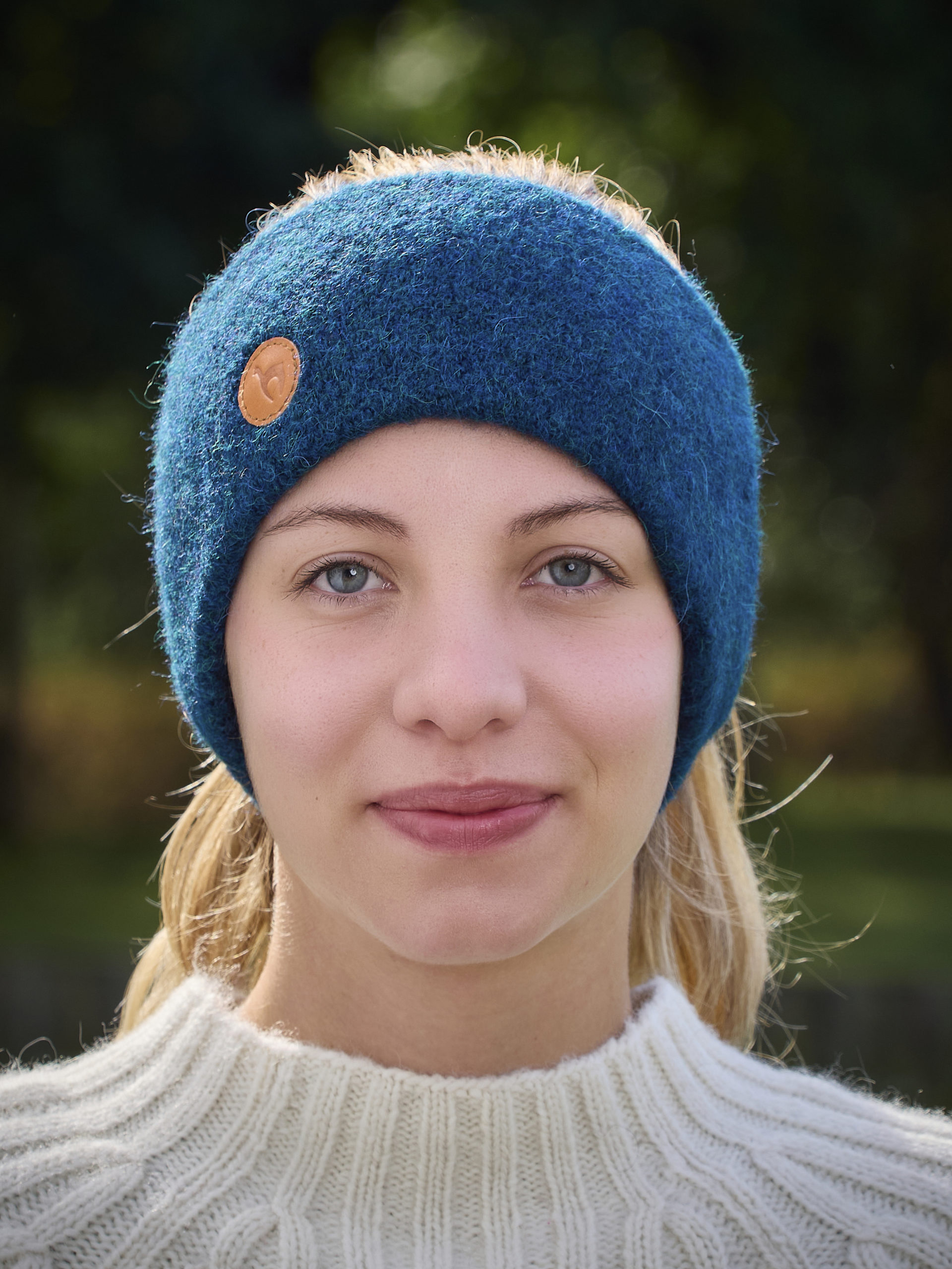 Stirnband stretch aus Alpaka in petrol