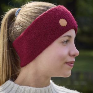Stirnband stretch aus Alpaka in weinrot