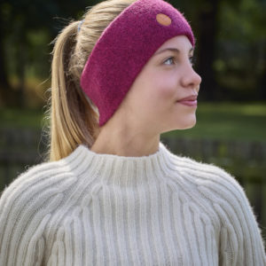 Stirnband stretch aus Alpaka in himbeere
