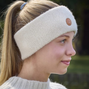 Stirnband stretch aus Alpaka in weiß