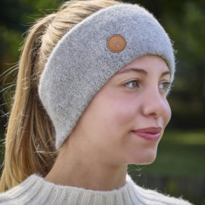 Stirnband stretch aus Alpaka in hellgrau