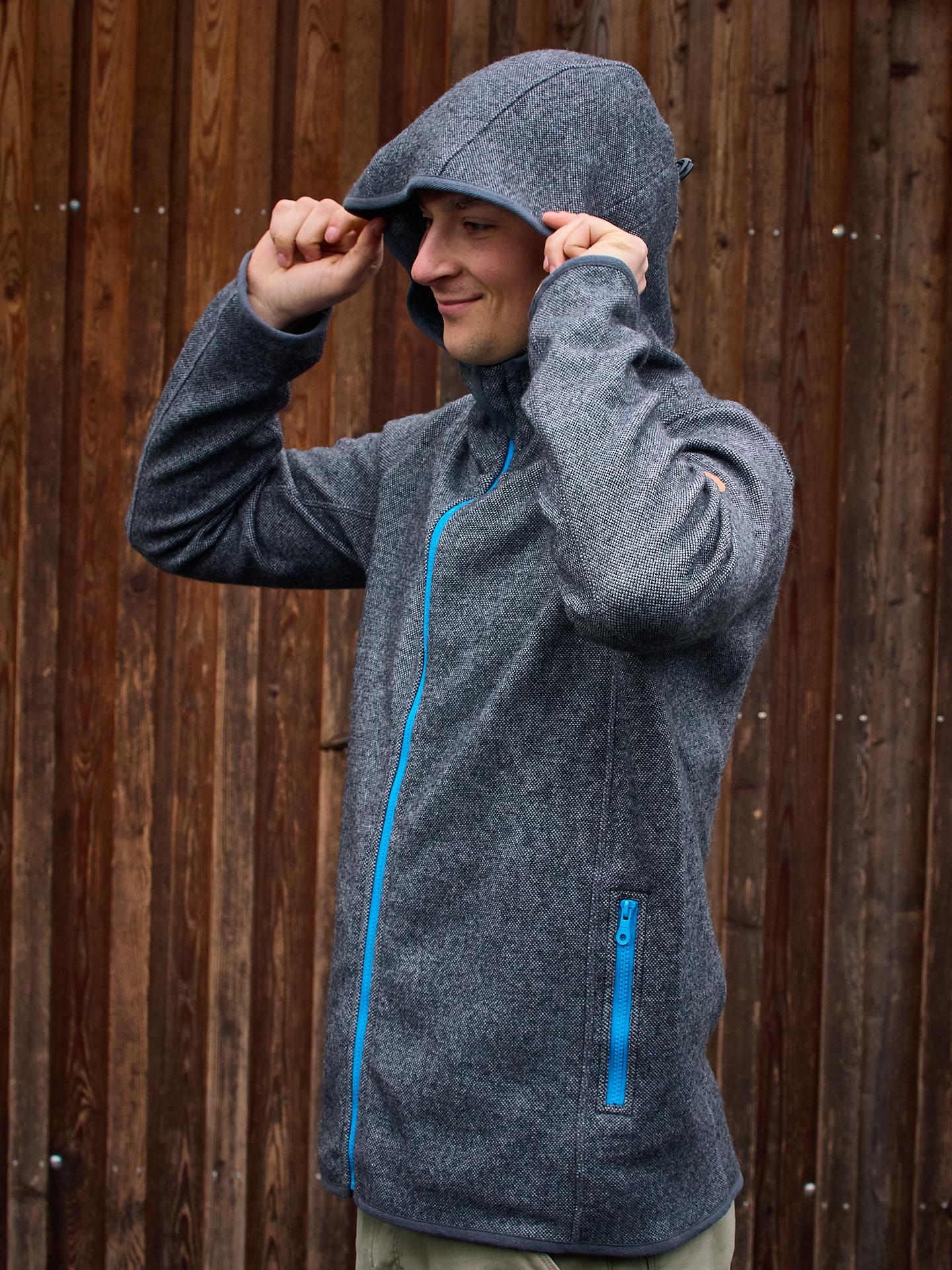 Alpaka Hoody Herren Sport in grau