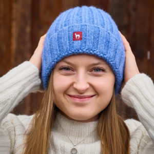 Warme Alpakamütze Bianca in skyblue