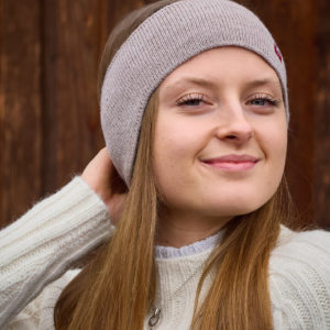 Stirnband Uni grau aus 100% Babyalpaka