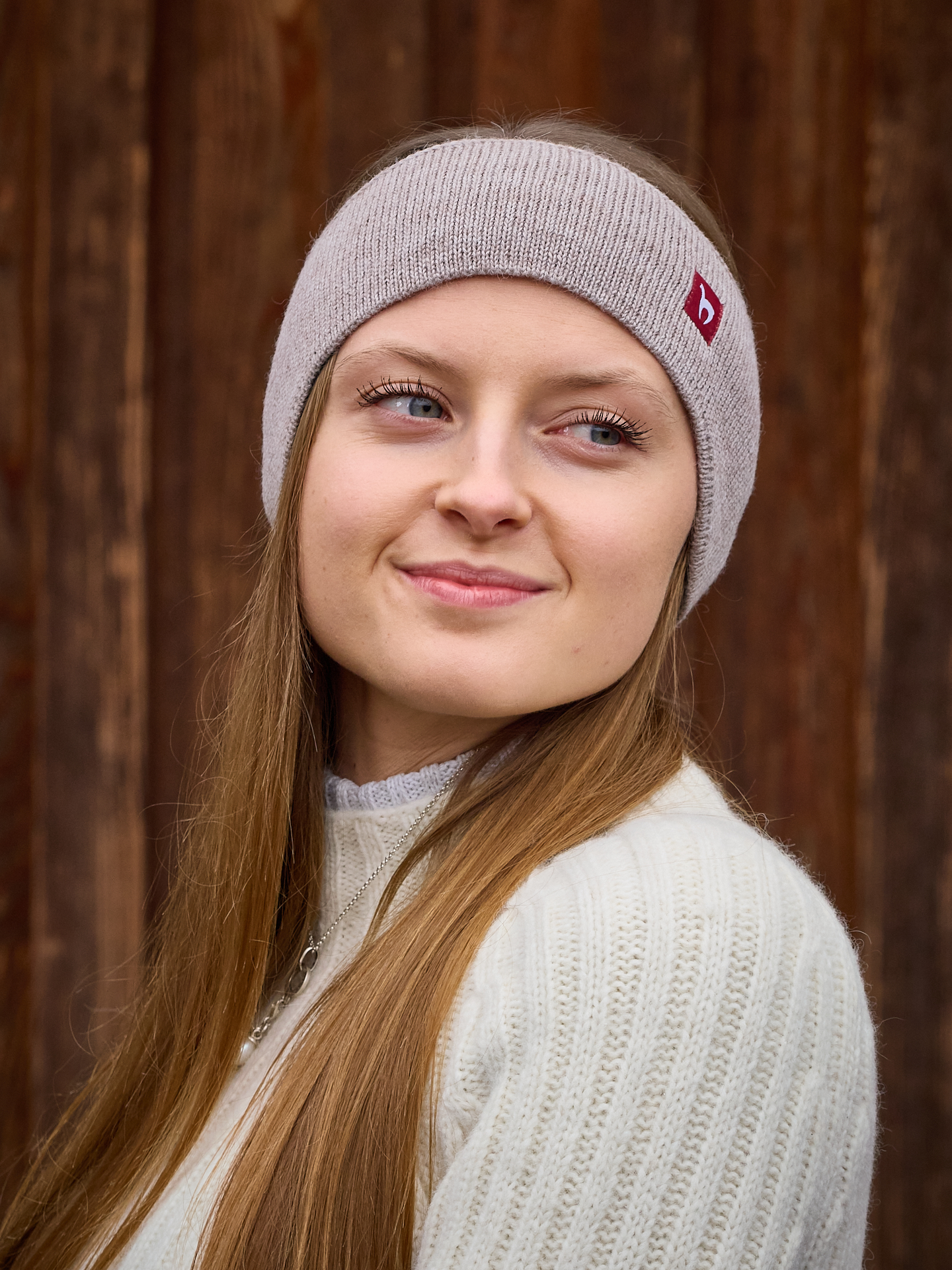 Stirnband Uni sand aus 100% Babyalpaka