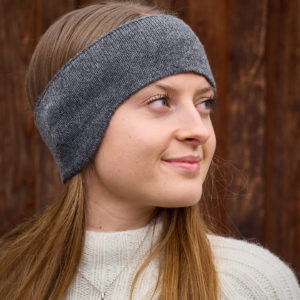 Stirnband Uni grau aus 100% Babyalpaka