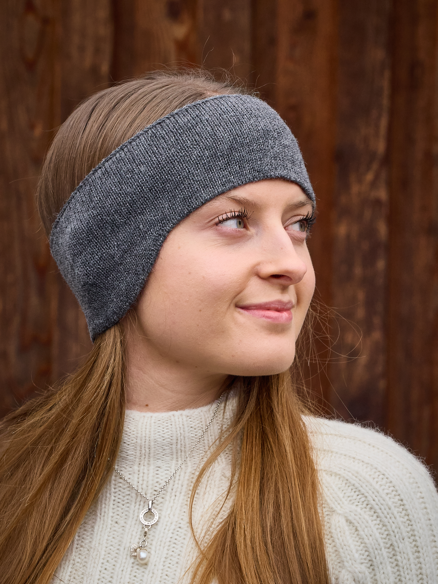 Stirnband Uni grau aus 100% Babyalpaka