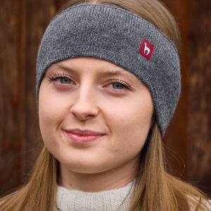 Stirnband Uni grau aus 100% Babyalpaka