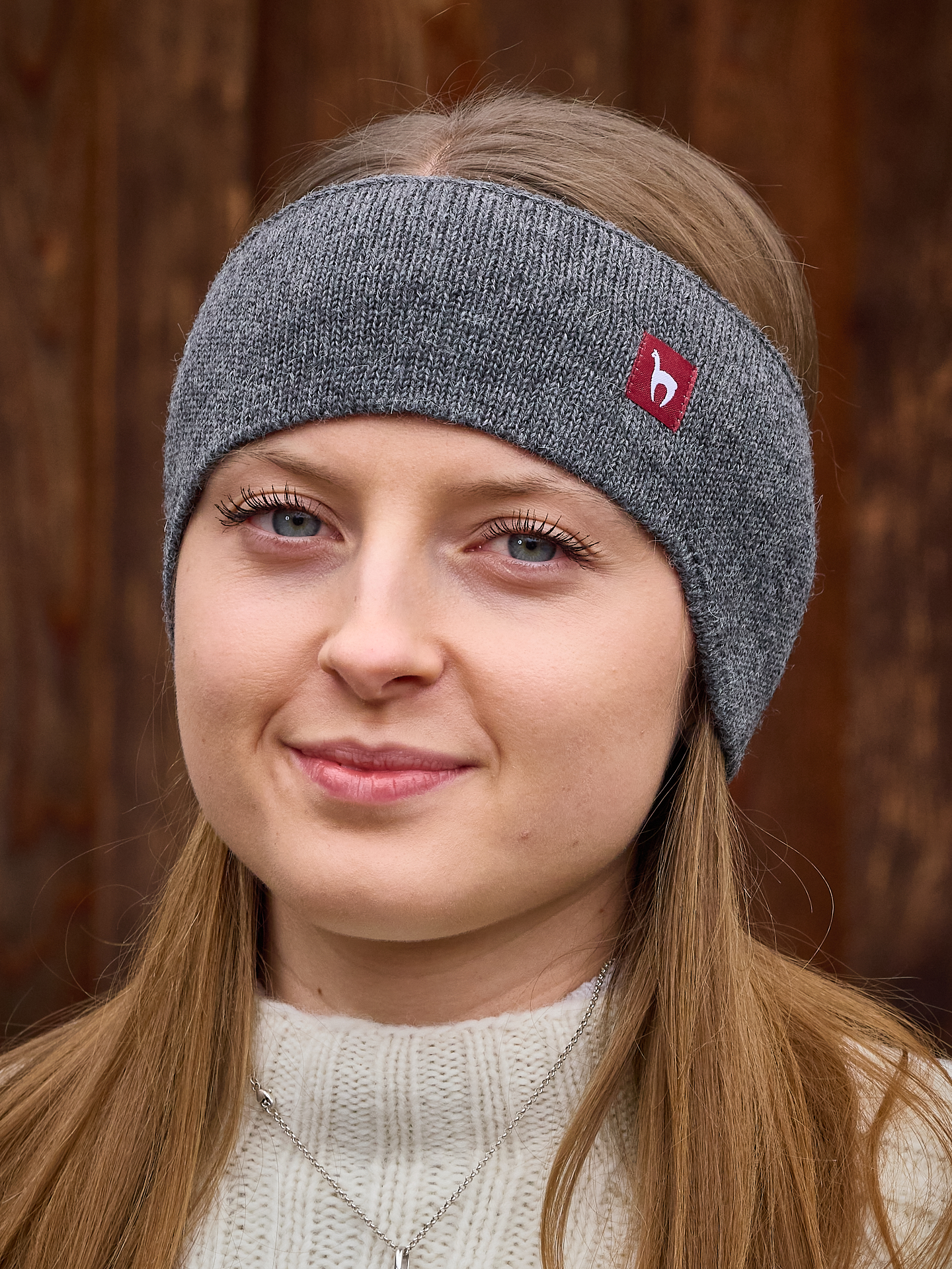 Stirnband Uni grau aus 100% Babyalpaka