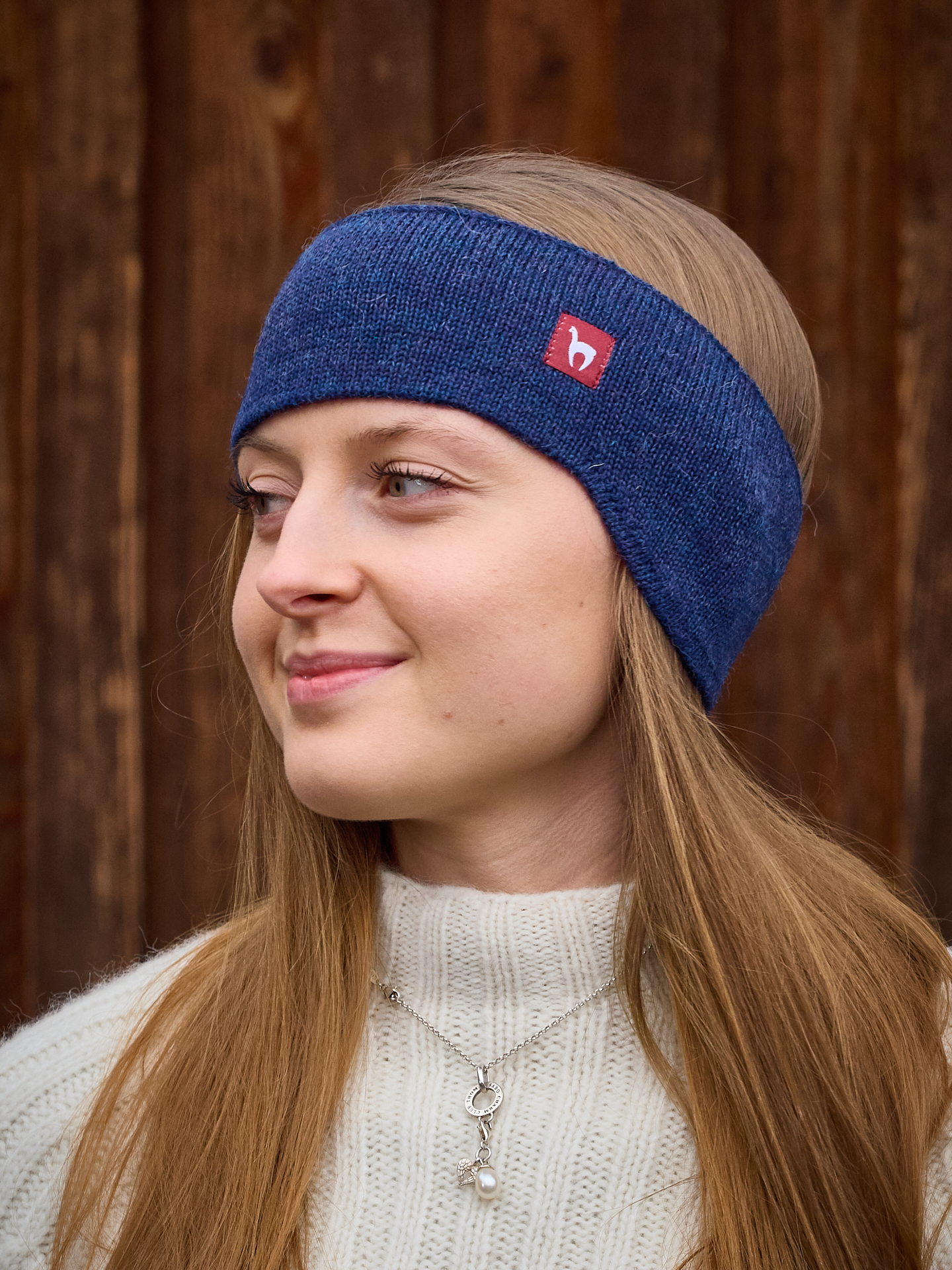 Stirnband Uni aus 100% Babyalpaka in blau
