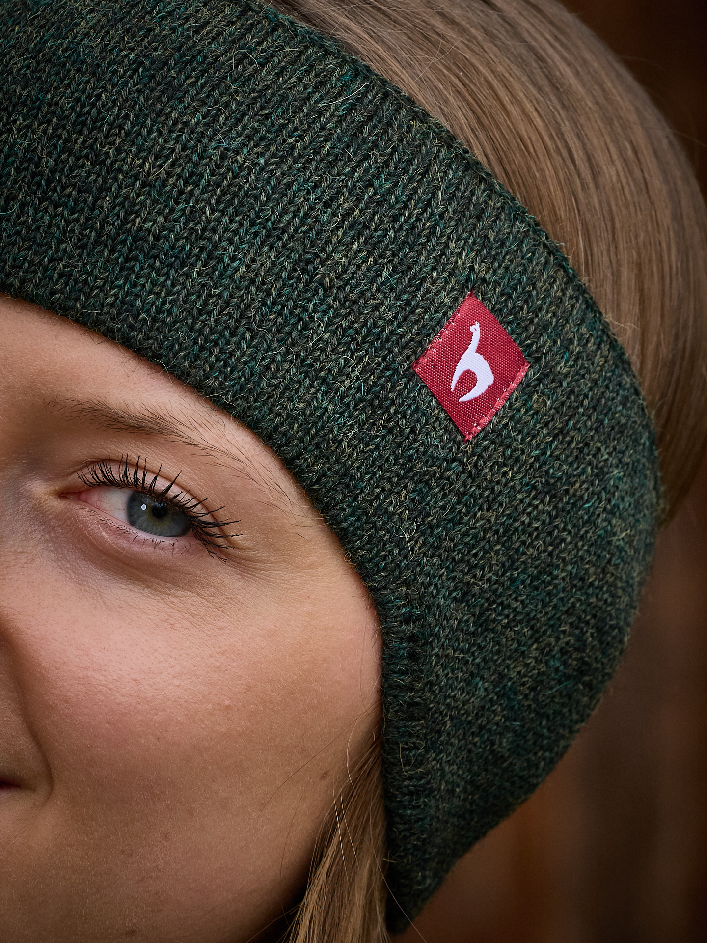 Stirnband uni tannengrün aus 100% Babyalpaka