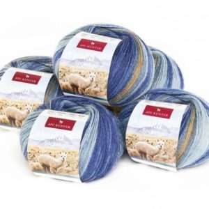 Sockengarn in ocker-blau