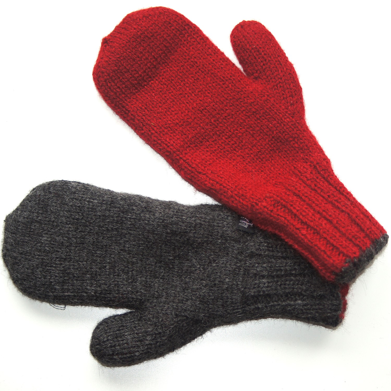 Wende-Fausthandschuhe in rot-grau