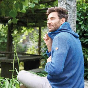 Alpaka Hoody Herren Sport in blau