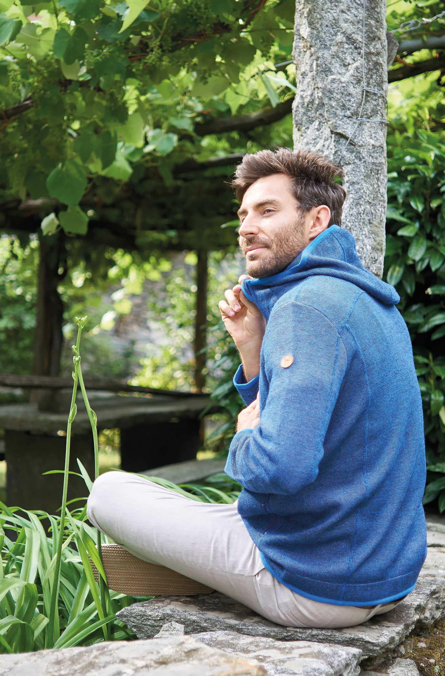 Alpaka Hoody Herren Sport in blau