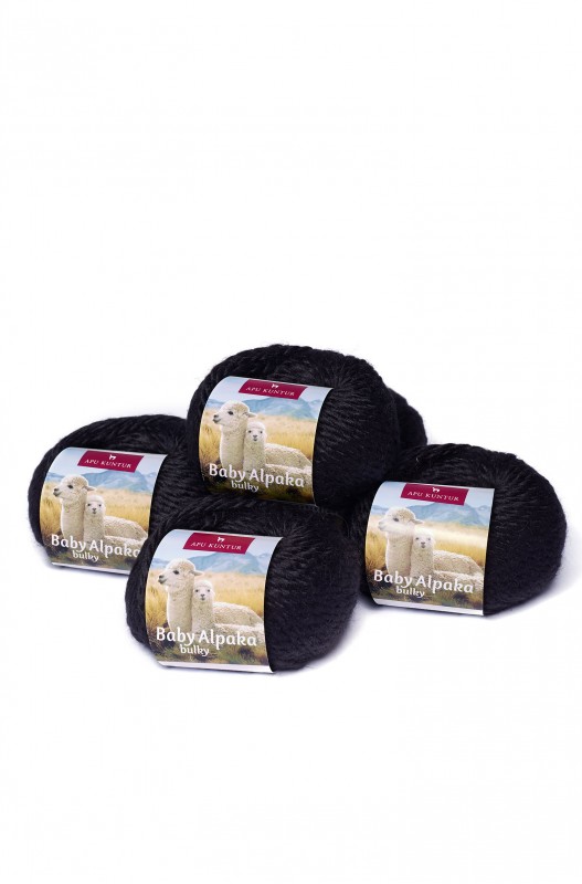 Alpaka Wolle BULKY in schwarz